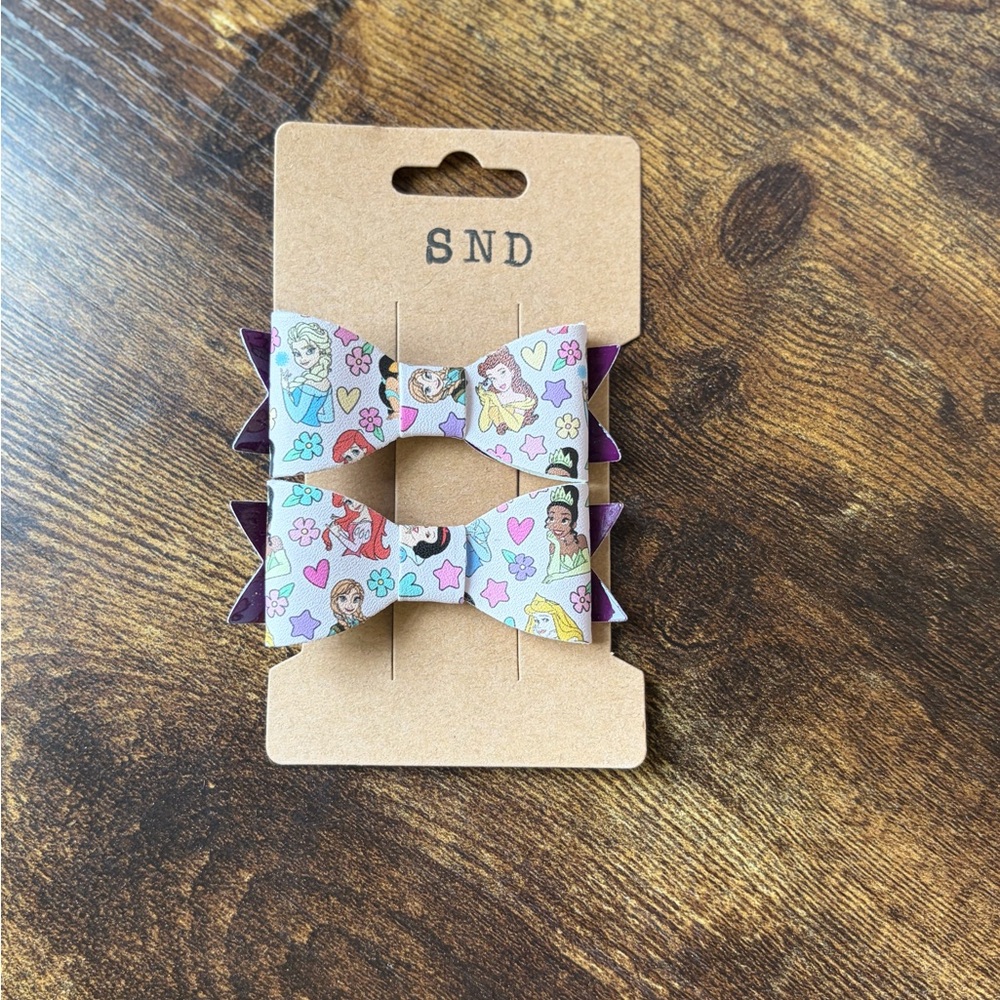 Handcrafted One of A Kind 
Girls' Purple Cartoon Bow Hair Clips - 2 Pack